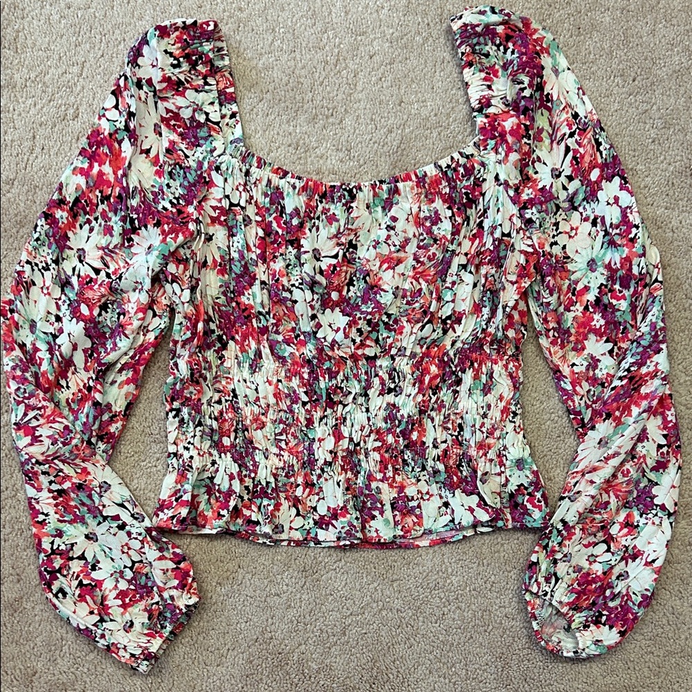ASTR Floral Long Sleeve Women's Top